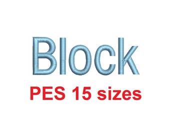 Block embroidery font PES format 15 Sizes 0.25 (1/4), 0.5 (1/2), 1, 1.5, 2, 2.5, 3, 3.5, 4, 4.5, 5, 5.5, 6, 6.5, and 7 inches