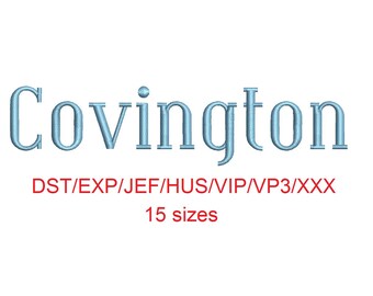 Covington embroidery font dst/exp/jef/hus/vip/vp3/xxx 15 sizes small to large