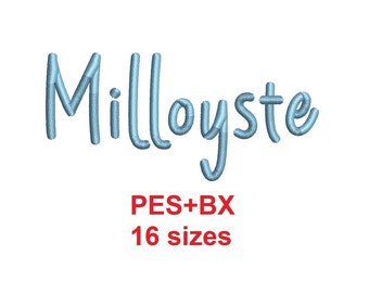Milloyste embroidery font formats PES+BX 16 sizes French and English alphabet with commercial license (SNA)