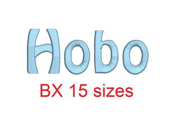 Hobo embroidery BX font Sizes 0.25 (1/4), 0.50 (1/2), 1, 1.5, 2, 2.5, 3, 3.5, 4, 4.5, 5, 5.5, 6, 6.5, and 7 inches