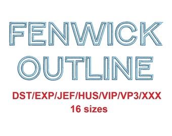 Fenwick Outline™ block embroidery font dst/exp/jef/hus/vip/vp3/xxx 16 sizes small to large (RLA)