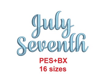 July Seventh embroidery font formats PES+BX 16 sizes French and English alphabet with commercial license (SNA)