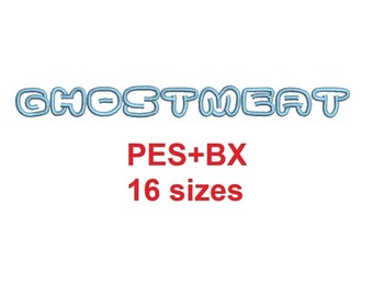 Ghostmeat™ outline embroidery font formats PES+BX 16 sizes French and English alphabet with commercial license (RLA)
