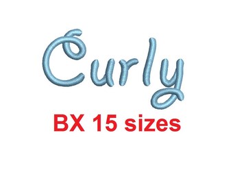 Curly Script embroidery BX font Sizes 0.25 (1/4), 0.50 (1/2), 1, 1.5, 2, 2.5, 3, 3.5, 4, 4.5, 5, 5.5, 6, 6.5, and 7 inches