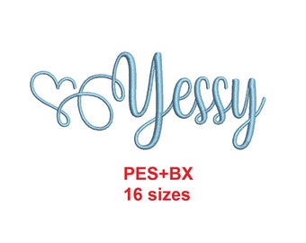Yessy embroidery font formats PES+BX 16 sizes French and English alphabet with commercial license (SNA)
