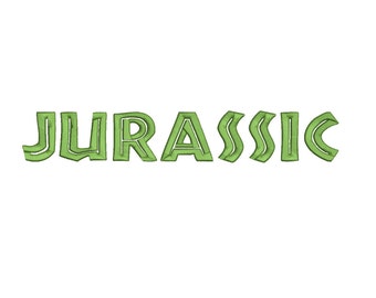 Jurassic embroidery font bx (compatible with 17 machine file formats), dst, exp, pes, jef and xxx, Sizes 1, 1.5, 2 inches