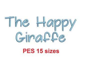 The Happy Giraffe embroidery font PES format 15 Sizes 0.25, 0.5, 1, 1.5, 2, 2.5, 3, 3.5, 4, 4.5, 5, 5.5, 6, 6.5, and 7" (MHA)