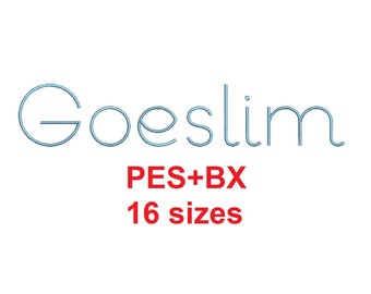 Goeslim script embroidery font formats PES+BX 16 sizes French and English alphabet with commercial license (SNA)