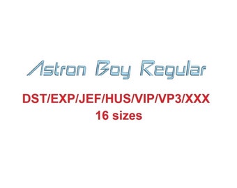 Astron Boy Regular™ block embroidery font dst/exp/jef/hus/vip/vp3/xxx 15 sizes small to large (RLA)