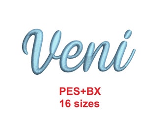 Veni embroidery font formats PES+BX 16 sizes French and English alphabet with commercial license (SNA)