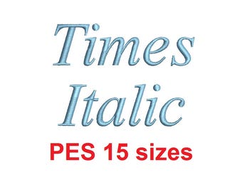 Times Italic embroidery font PES format 15 Sizes instant download 0.25, 0.5, 1, 1.5, 2, 2.5, 3, 3.5, 4, 4.5, 5, 5.5, 6, 6.5, and 7 inches
