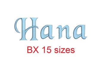 Hana embroidery BX font satin stitches 15 Sizes 0.25 (1/4), 0.50 (1/2), 1, 1.5, 2, 2.5, 3, 3.5, 4, 4.5, 5, 5.5, 6, 6.5, and 7 inches