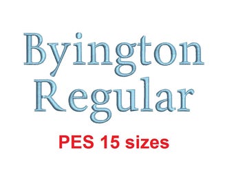 Byington Regular™ block embroidery font PES 15 Sizes 0.25 (1/4), 0.5 (1/2), 1, 1.5, 2, 2.5, 3, 3.5, 4, 4.5, 5, 5.5, 6, 6.5, and 7" (RLA)