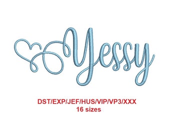 Yessy embroidery font dst/exp/jef/hus/vip/vp3/xxx 16 sizes French and English alphabet with commercial license (SNA)