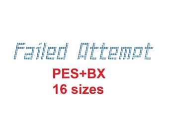 Failed Attempt™ dotted block embroidery font formats PES+BX 16 sizes French and English alphabet with commercial license (RLA)