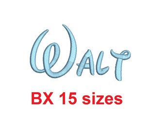 Walt embroidery BX font Sizes 0.25 (1/4), 0.50 (1/2), 1, 1.5, 2, 2.5, 3, 3.5, 4, 4.5, 5, 5.5, 6, 6.5, and 7 inches