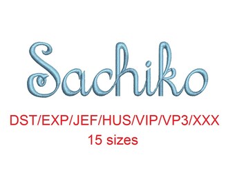 Sachiko embroidery font dst/exp/jef/hus/vip/vp3/xxx 15 sizes small to large