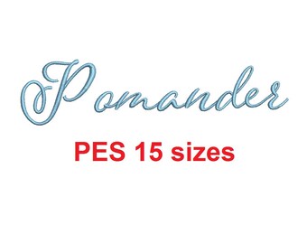 Pomander embroidery font PES format 15 Sizes 0.25 (1/4), 0.5 (1/2), 1, 1.5, 2, 2.5, 3, 3.5, 4, 4.5, 5, 5.5, 6, 6.5, and 7 inches
