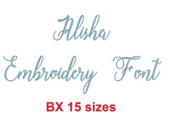 Alisha Script embroidery BX font Sizes 0.25 (1/4), 0.50 (1/2), 1, 1.5, 2, 2.5, 3, 3.5, 4, 4.5, 5, 5.5, 6, 6.5, and 7 inches