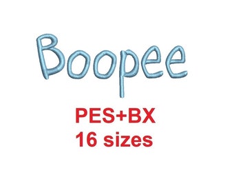 Boopee™ block embroidery font formats PES+BX 16 sizes French and English alphabet with commercial license (RLA)