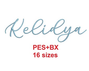Kelidya script embroidery font formats PES+BX 16 sizes French and English alphabet with commercial license (SNA)