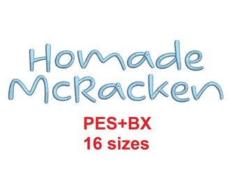 Homade McRacken embroidery font formats PES+BX 16 sizes French and English alphabet with commercial license (SNA)