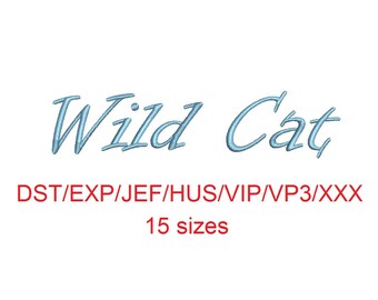 Wild Cat embroidery font dst/exp/jef/hus/vip/vp3/xxx 15 sizes small to large