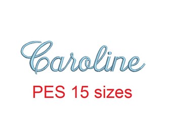 Caroline embroidery font PES format 15 Sizes 0.25 (1/4), 0.5 (1/2), 1, 1.5, 2, 2.5, 3, 3.5, 4, 4.5, 5, 5.5, 6, 6.5, and 7 inches