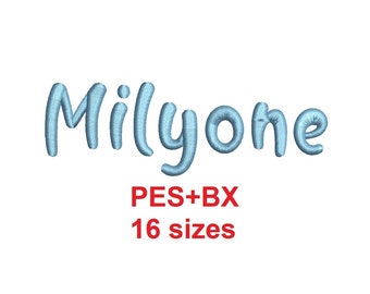 Milyone embroidery font formats PES+BX 16 sizes French and English alphabet with commercial license (SNA)