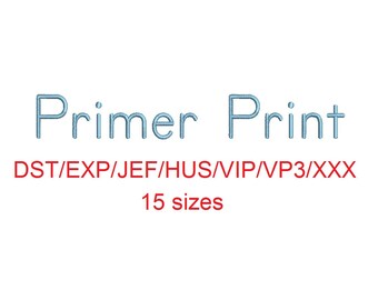 Primer Print™ block embroidery font dst/exp/jef/hus/vip/vp3/xxx 15 sizes small to large (RLA)