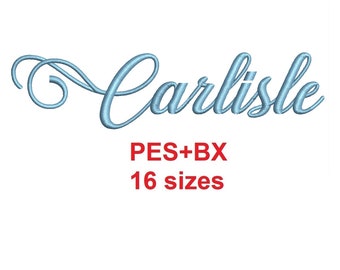 Carlisle embroidery font formats PES+BX 16 sizes French and English alphabet with commercial license (CFA)