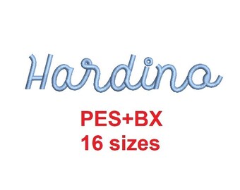 Hardino embroidery font formats PES+BX 16 sizes French and English alphabet with commercial license (SNA)