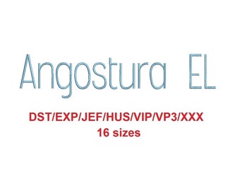 Angostura Extra Light™ block embroidery font dst/exp/jef/hus/vip/vp3/xxx 15 sizes small to large (RLA)