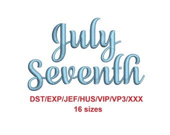 July Seventh embroidery font dst/exp/jef/hus/vip/vp3/xxx 16 sizes French and English alphabet with commercial license (SNA)