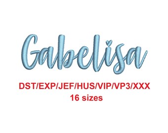 Gabelisa embroidery font dst/exp/jef/hus/vip/vp3/xxx 16 sizes French and English alphabet with commercial license (SNA)