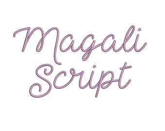 Magali script embroidery font formats dst, exp, pes, jef and xxx, Sizes 1, 1.5 and 2 inches, instant download