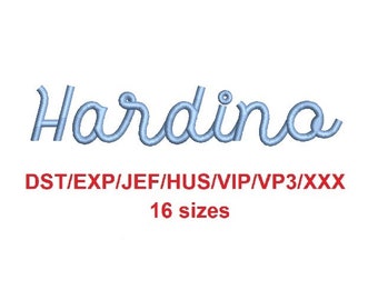 Hardino embroidery font dst/exp/jef/hus/vip/vp3/xxx 16 sizes French and English alphabet with commercial license (SNA)