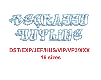 Degrassy™ script embroidery font dst/exp/jef/hus/vip/vp3/xxx 16 sizes small to large (RLA)