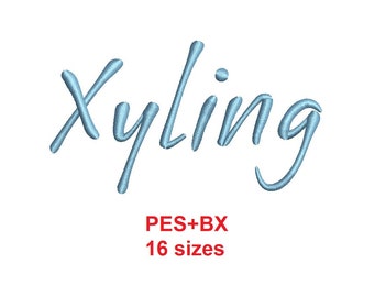 Xyling embroidery font formats PES+BX 16 sizes French and English alphabet with commercial license (SNA)
