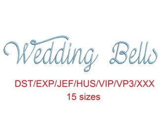 Wedding Bells embroidery font dst/exp/jef/hus/vip/vp3/xxx 15 sizes small to large (MHA)