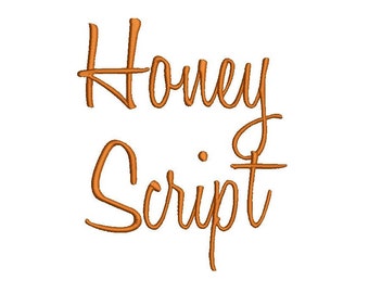 Honey Script embroidery font formats bx, dst, exp, pes, jef and xxx, Sizes 1, 1.5 and 2 inches, instant download