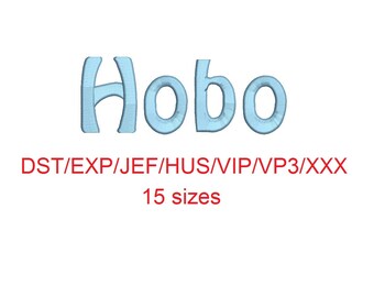 Hobo embroidery font dst/exp/jef/hus/vip/vp3/xxx 15 sizes small to large