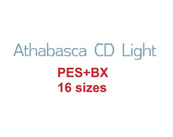 Athabasca Cd Light™ block embroidery font formats PES+BX 16 sizes French and English alphabet with commercial license (RLA)