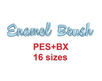 Enamel Brush™ script embroidery font formats PES+BX 16 sizes French and English alphabet with commercial license (RLA)