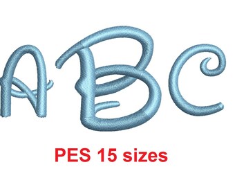 Walt Monogram font PES format Satin Stitches 15 Sizes 0.25 (1/4) up to 7 inches