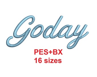 Goday script embroidery font formats PES+BX 16 sizes French and English alphabet with commercial license (SNA)
