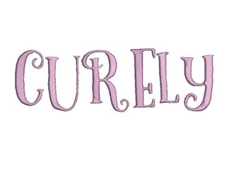 Curely embroidery font formats dst, exp, pes, jef and xxx, Sizes 1, 1.5 and 2 inches, instant download