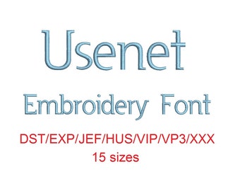 Usenet embroidery font dst/exp/jef/hus/vip/vp3/xxx 15 sizes small to large