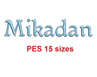 Mikadan™ embroidery font PES 15 Sizes 0.25 (1/4), 0.5 (1/2), 1, 1.5, 2, 2.5, 3, 3.5, 4, 4.5, 5, 5.5, 6, 6.5, and 7" (RLA)