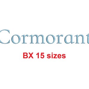 Cormorant embroidery BX font Sizes 0.25 (1/4), 0.50 (1/2), 1, 1.5, 2, 2.5, 3, 3.5, 4, 4.5, 5, 5.5, 6, 6.5, and 7 inches